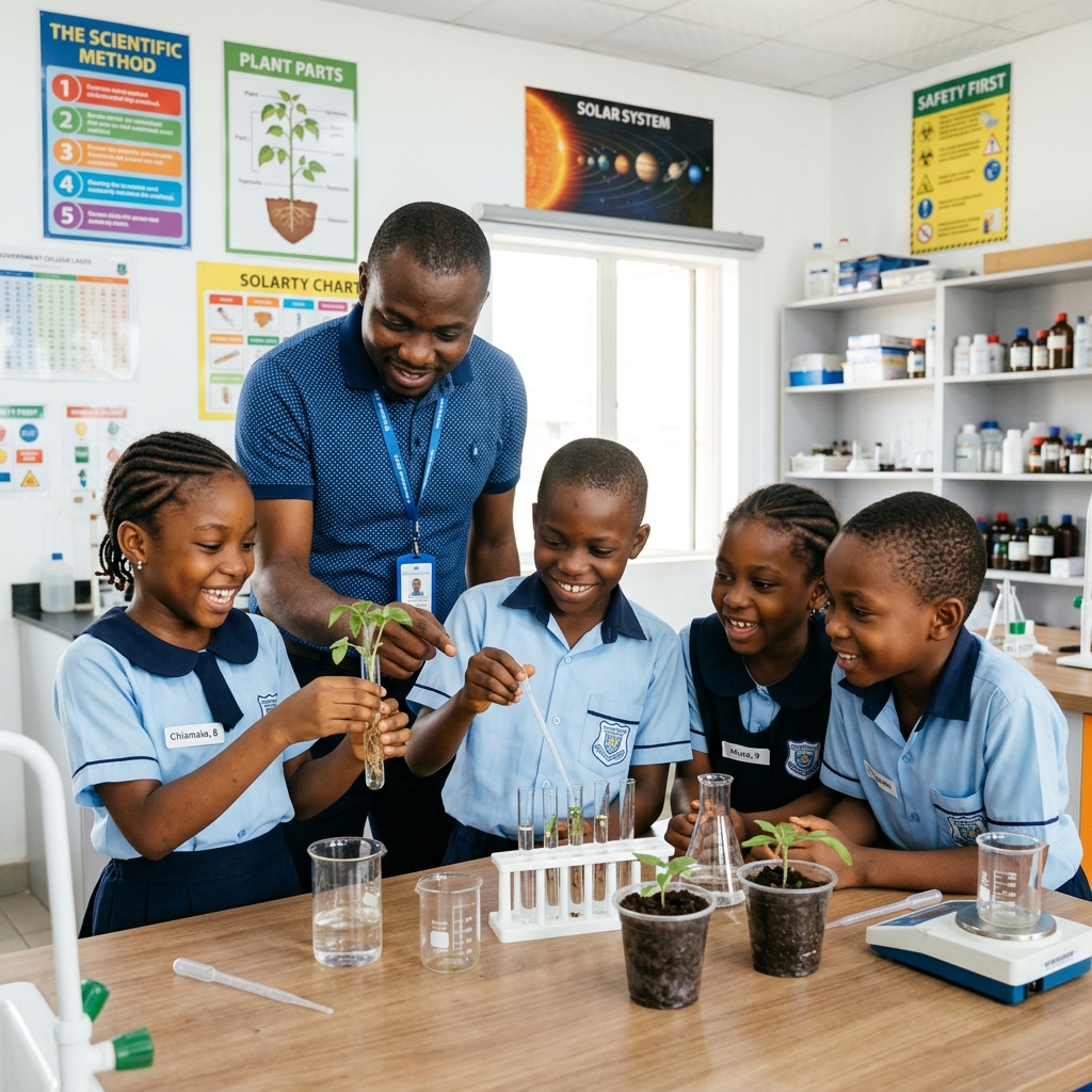 Teacher guiding children at Little Doves